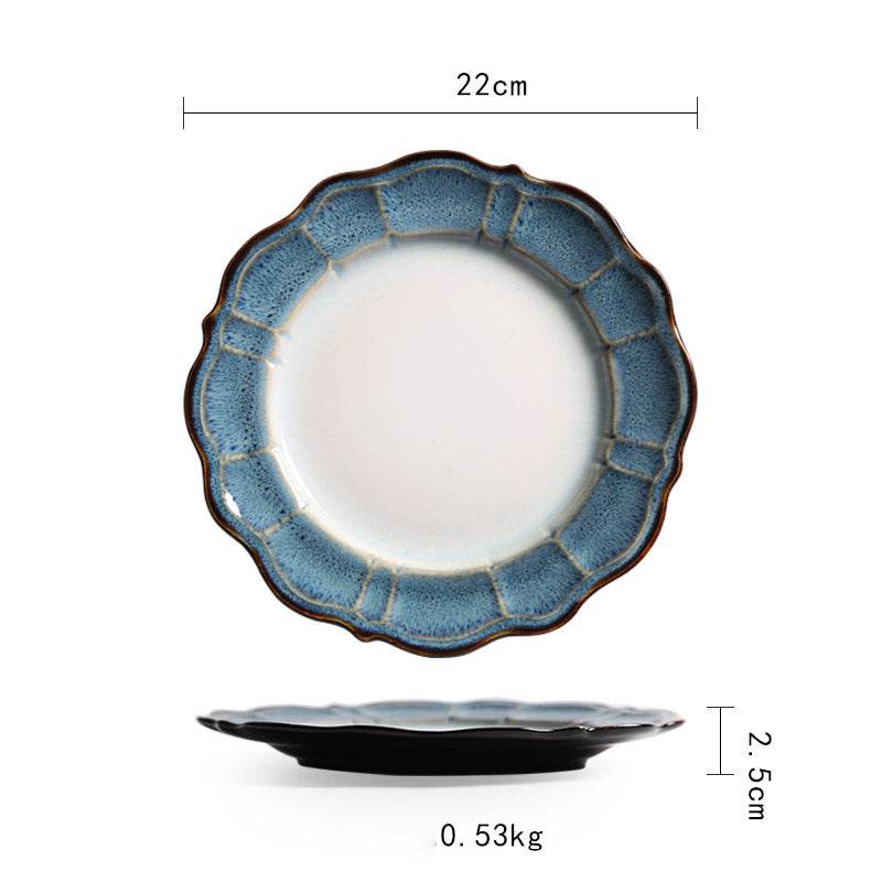 Ceramic Plate Flat Plate Creative Dish Plate Japanese Vintage Tableware - Mubimart