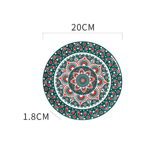 Ceramic plate Bohemian hand-painted plate - Mubimart