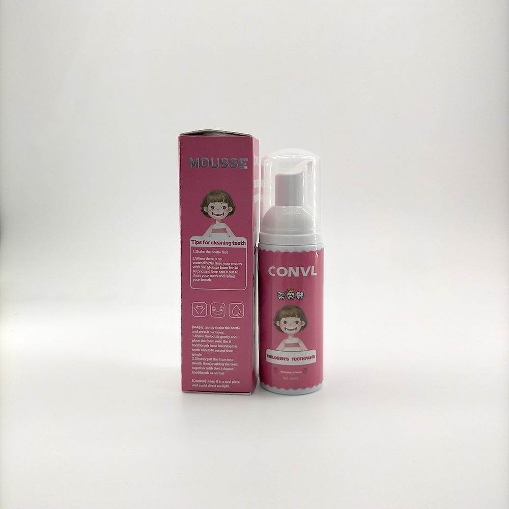 Children brushing Strawberry Flavor Foam Toothpaste for kids - Mubimart