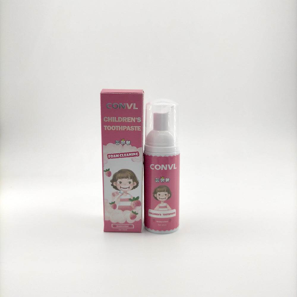 Children brushing Strawberry Flavor Foam Toothpaste for kids - Mubimart