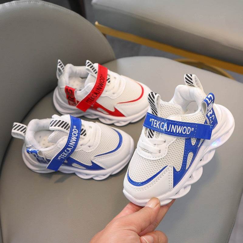 Children's Alphabet Webbing Mesh Breathable Kids Luminous Shoes Casual Sports Shoes - Mubimart