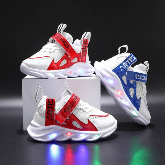 Children's Alphabet Webbing Mesh Breathable Kids Luminous Shoes Casual Sports Shoes - Mubimart