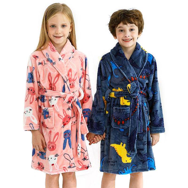 Children's Autumn And Winter Flannel Pajamas Home Clothes Boys And Girls - Mubimart