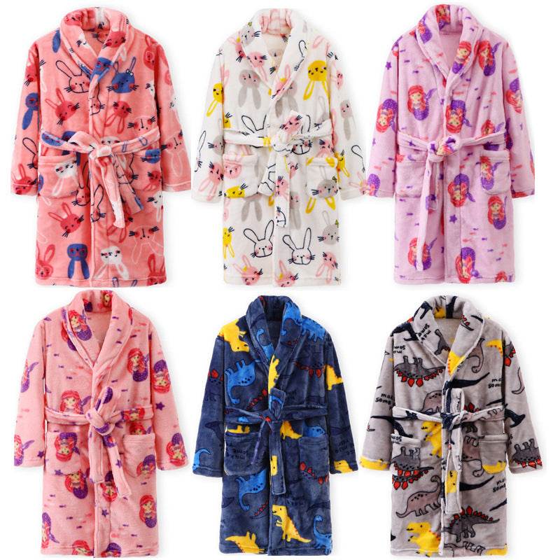 Children's Autumn And Winter Flannel Pajamas Home Clothes Boys And Girls - Mubimart
