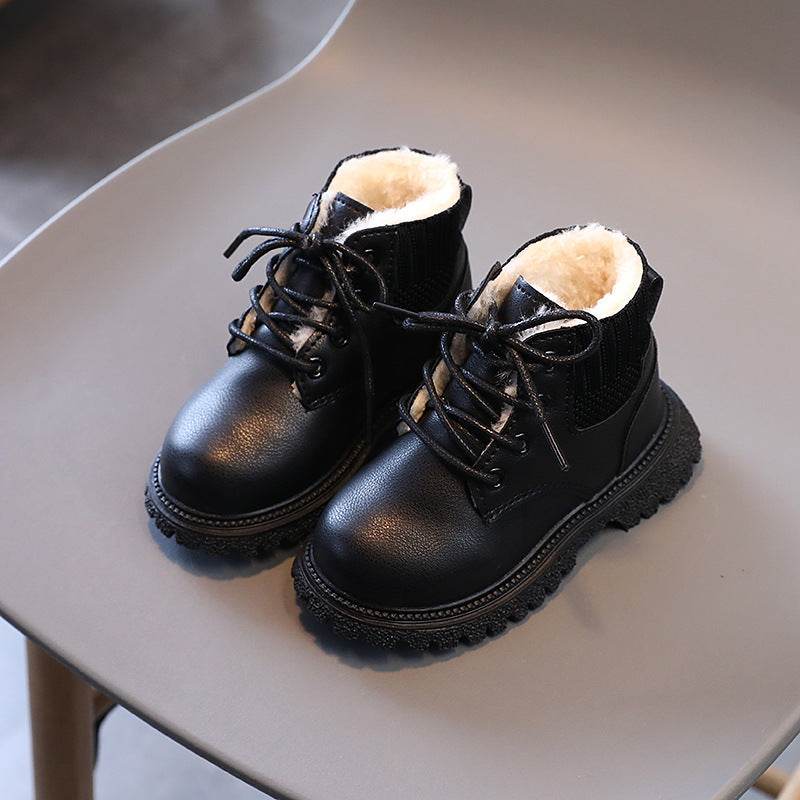 Children's Boots Martin Boys Leather Low-Cotton Cotton Girls Baby - Mubimart
