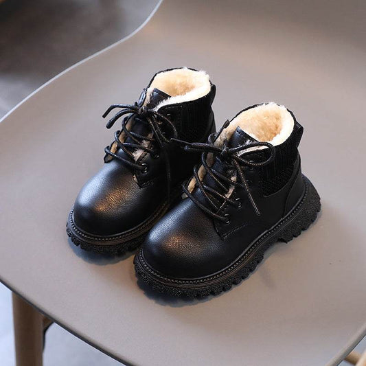 Children's Boots Martin Boys Leather Low-Cotton Cotton Girls Baby - Mubimart