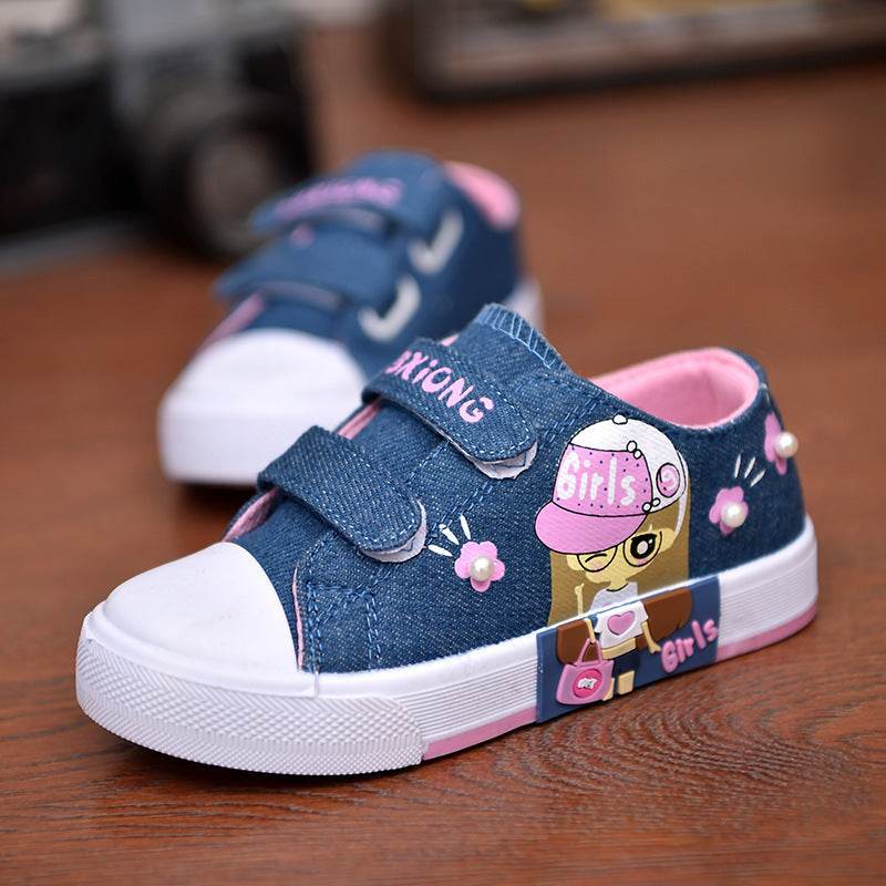 Children's Shoes Girls' Canvas Shoes Baby Sneakers Cowboy Breathable - Mubimart
