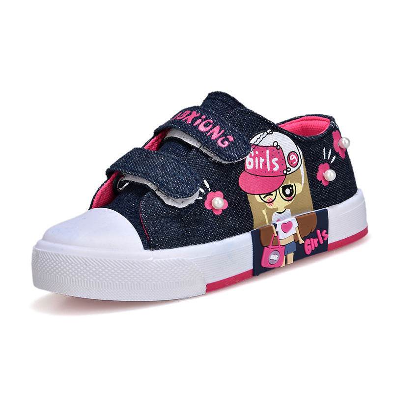 Children's Shoes Girls' Canvas Shoes Baby Sneakers Cowboy Breathable - Mubimart