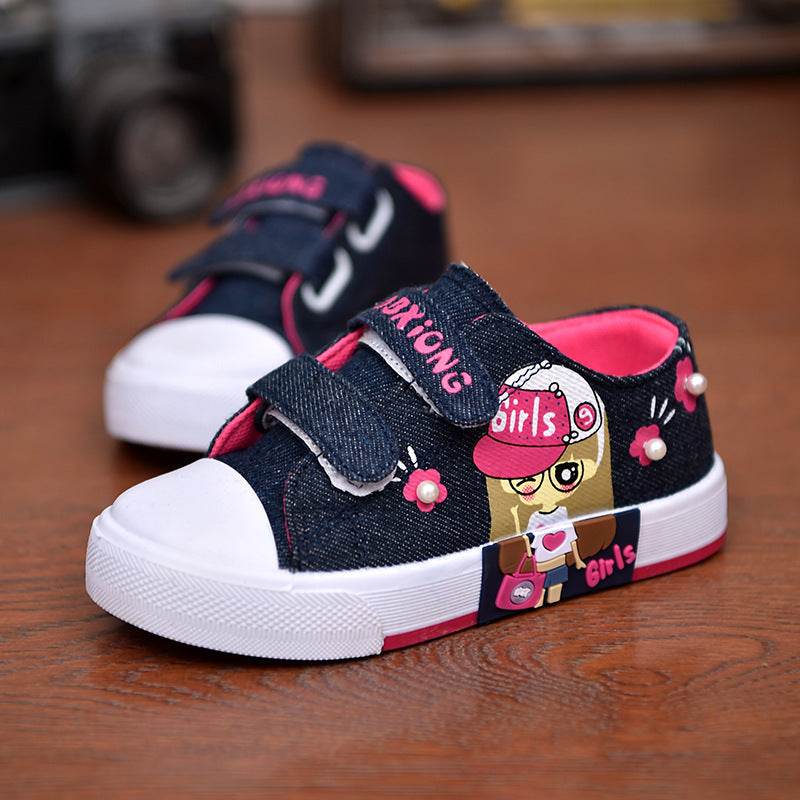 Children's Shoes Girls' Canvas Shoes Baby Sneakers Cowboy Breathable - Mubimart