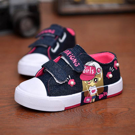 Children's Shoes Girls' Canvas Shoes Baby Sneakers Cowboy Breathable - Mubimart