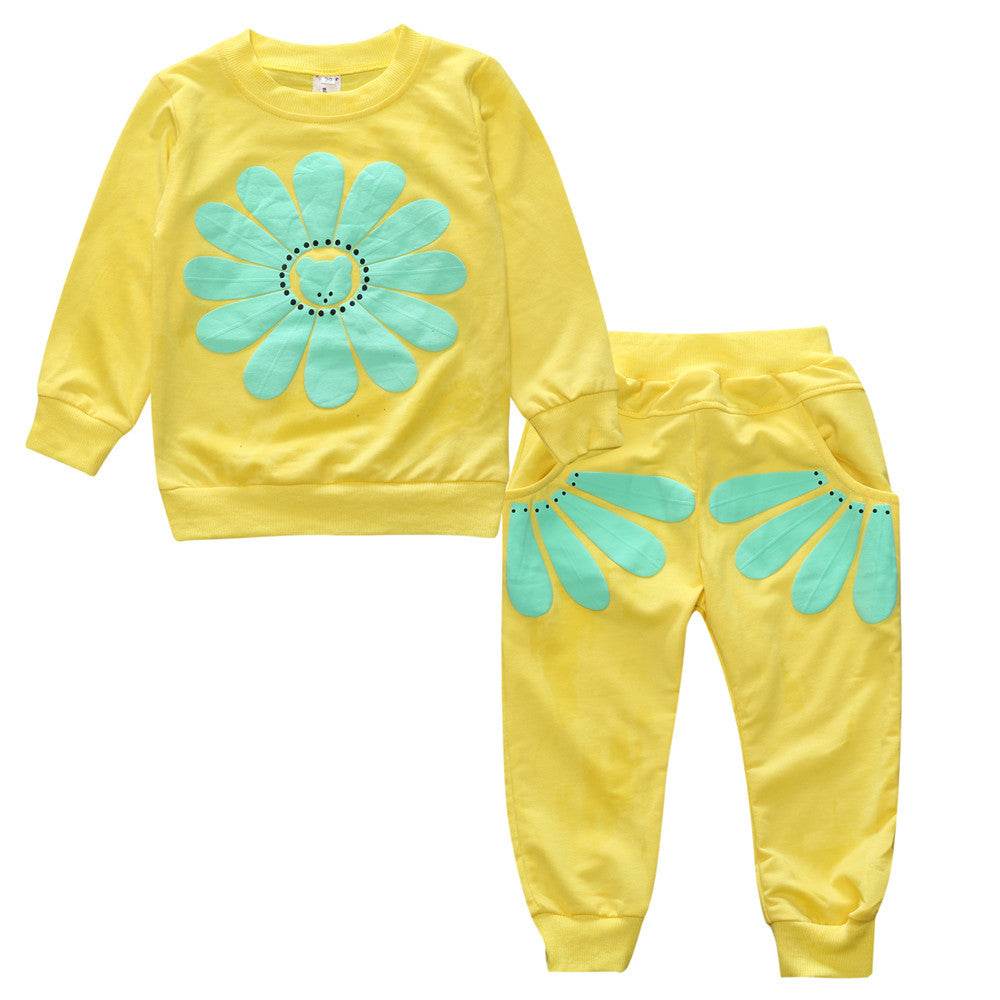 Children's Suit Sun Flower 2-Piece Set - Mubimart