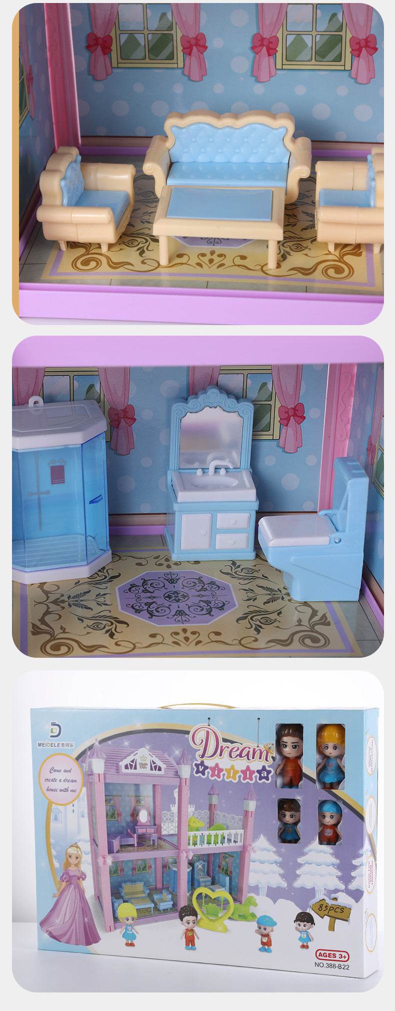 Children's Villa House Building Blocks Assembled House Children's Toys Play House Gorgeous Villa Princess House - Mubimart
