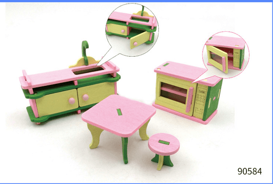 Children's Wooden Doll Miniature Play House Toy - Mubimart