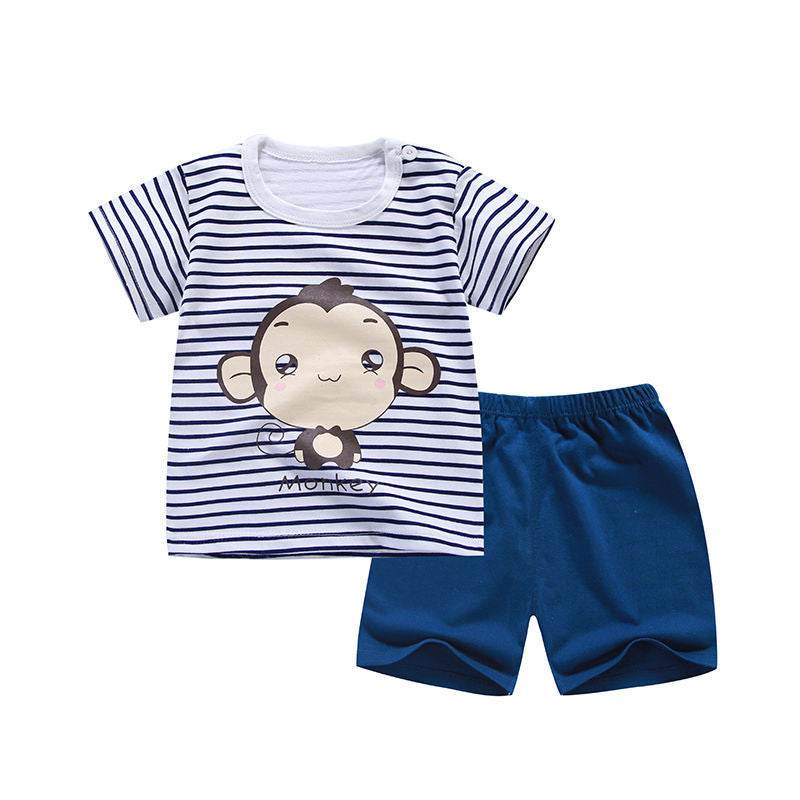 Children's short sleeve suit cotton baby clothes boy shorts - Mubimart