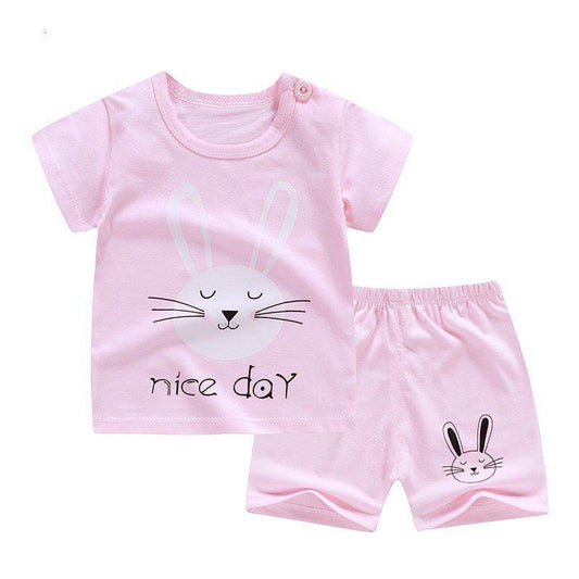 Children's short sleeve suit cotton baby clothes boy shorts - Mubimart