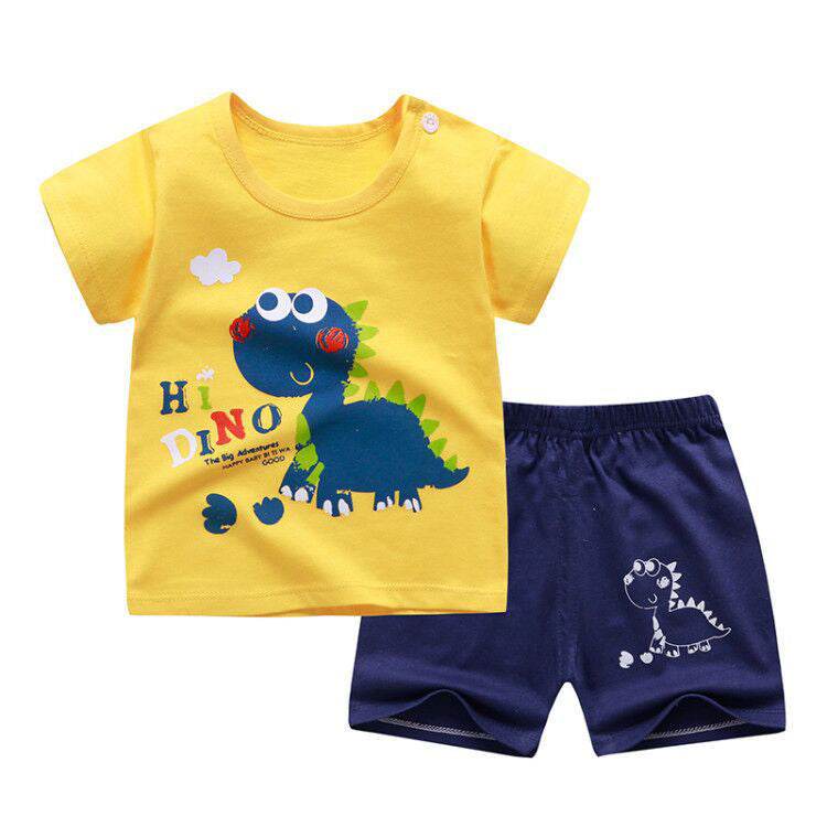 Children's short sleeve suit cotton baby clothes boy shorts - Mubimart