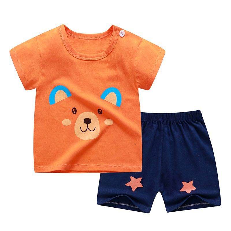 Children's short sleeve suit cotton baby clothes boy shorts - Mubimart