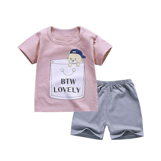 Children's short sleeve suit cotton baby clothes boy shorts - Mubimart