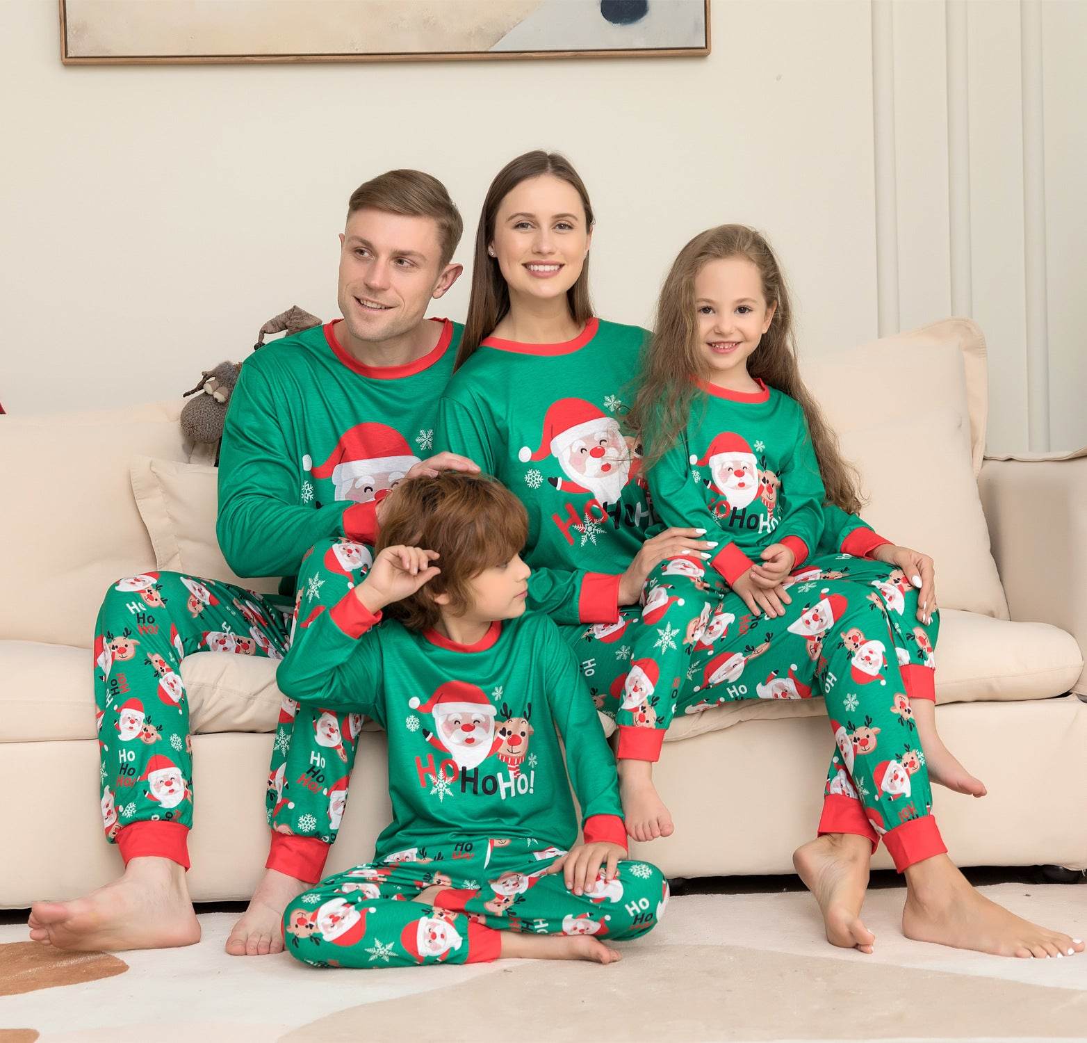 Christmas Pajamas For Family Matching Family Christmas PJs Sets Santa Claus Printed Top Sleepwear - Mubimart