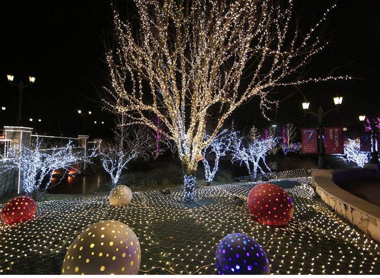 Christmas led lights string lights outdoor waterproof fishnet lights full of stars paved holiday lights wedding ins decorative lights - Mubimart