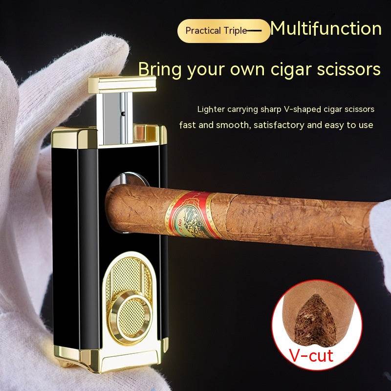 Cigar Lighter With Transom Three Torch Lighter - Mubimart