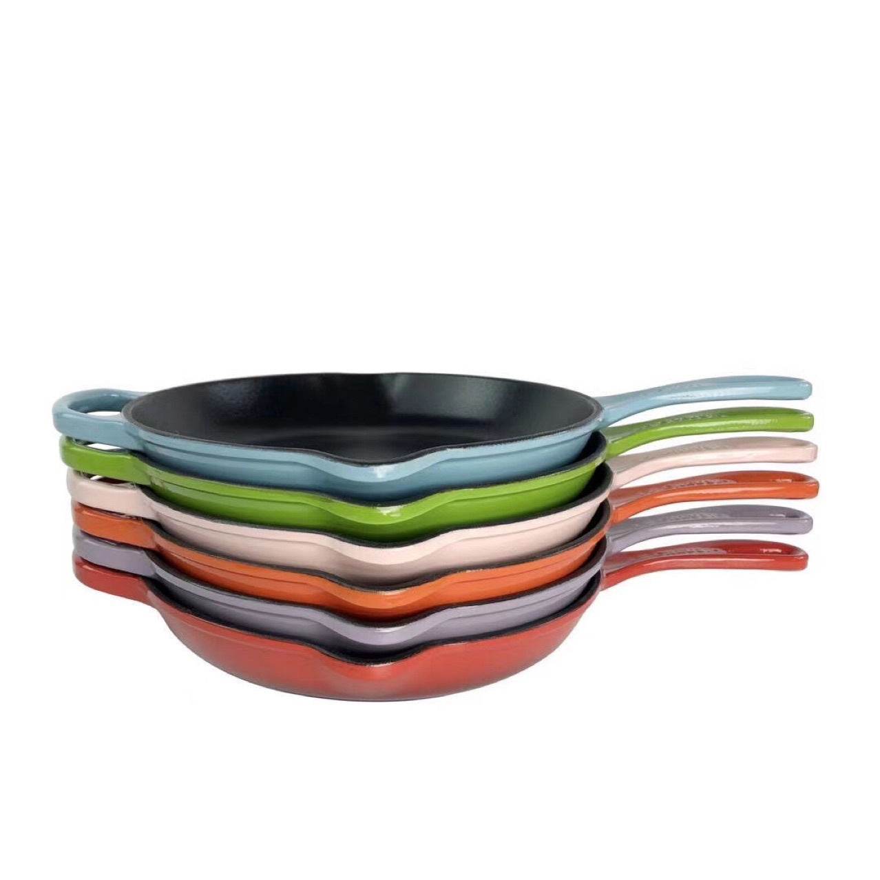 Color Cast Iron Enamel Frying Pan - Mubimart