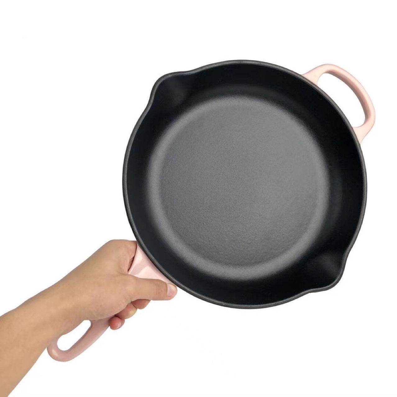 Color Cast Iron Enamel Frying Pan - Mubimart