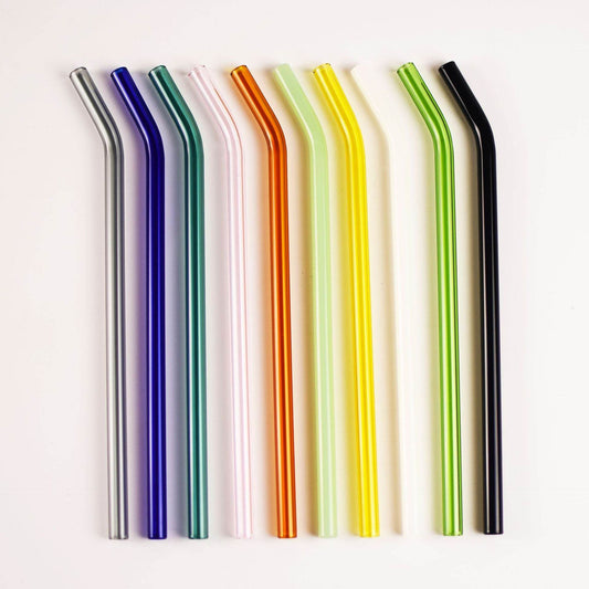 Colored High Borosilicate Environmentally Friendly Heat-resistant Curved Glass Straws - Mubimart