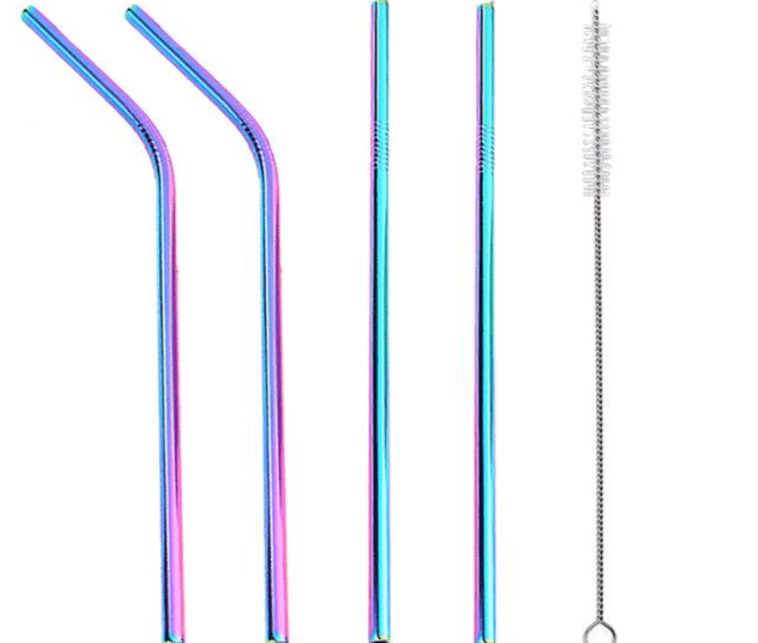 Colourful Reusable Stainless Steel Straws - Mubimart