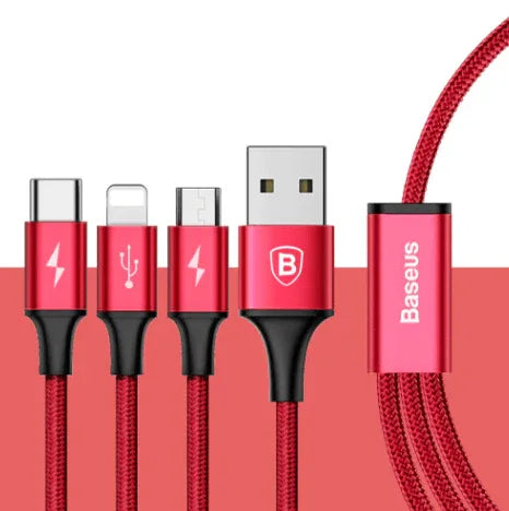 Compatible-with-Apple-Baseus-USB-Cable-For-iPhone-X-8-7-6-Charging-Charger-3-in-1-Micro-USB-Cable-For-Android-USB-Type-c-Type-c-Mobile-Phone-Cables-Mubimart-7444 - Mubimart