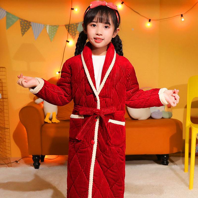 Coral Fleece Quilted Bathrobe For Baby Kids - Mubimart