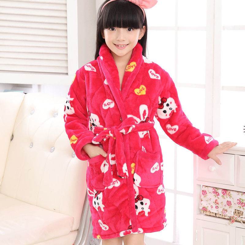 Coral Fleece Quilted Bathrobe For Baby Kids - Mubimart