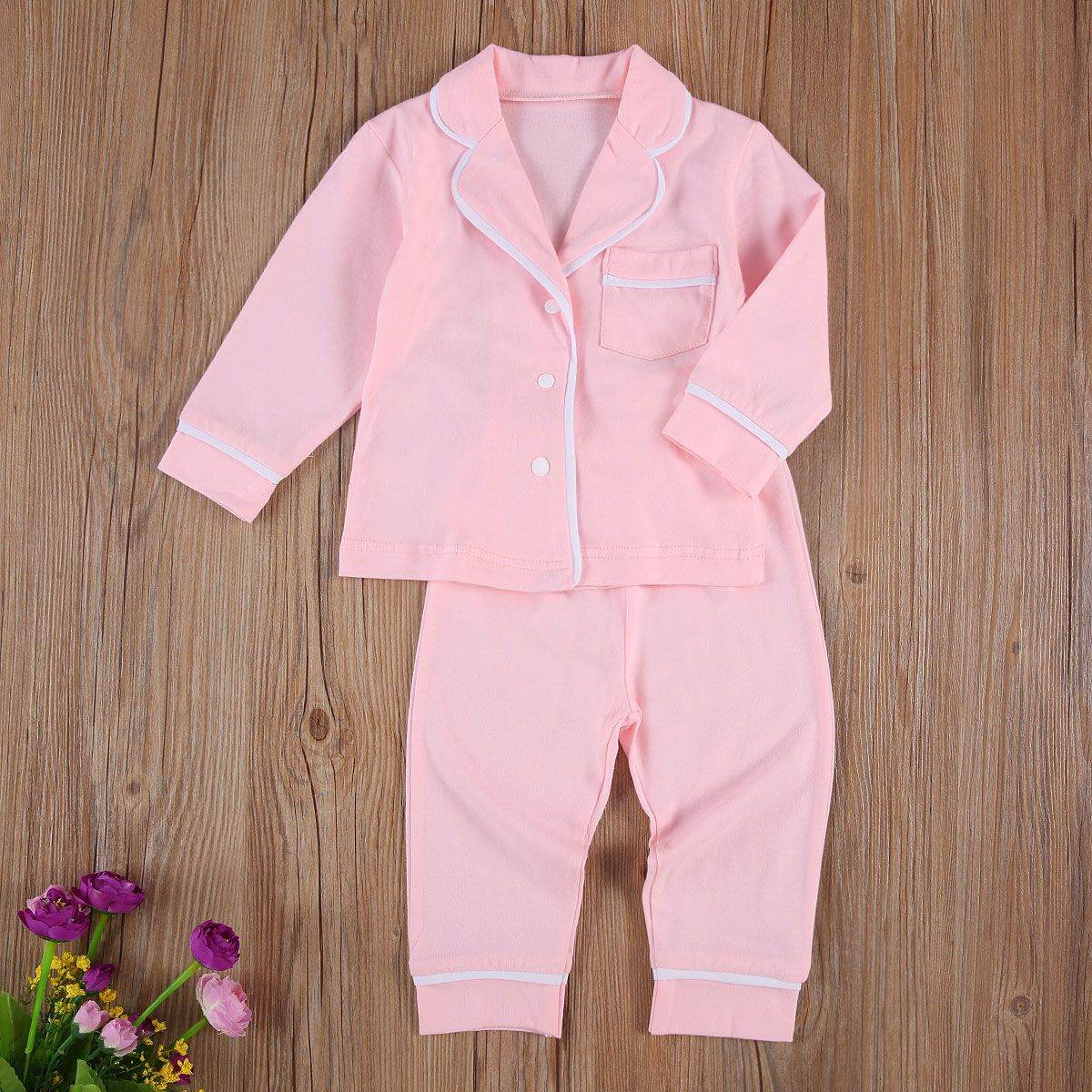 Cotton Two Piece Pajama Sets Toddler Kids Baby Girl Boy - Mubimart