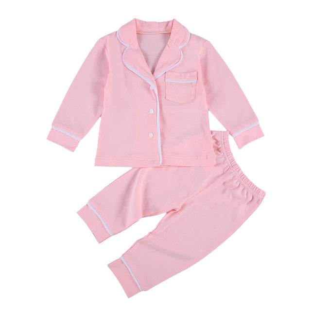 Cotton Two Piece Pajama Sets Toddler Kids Baby Girl Boy - Mubimart