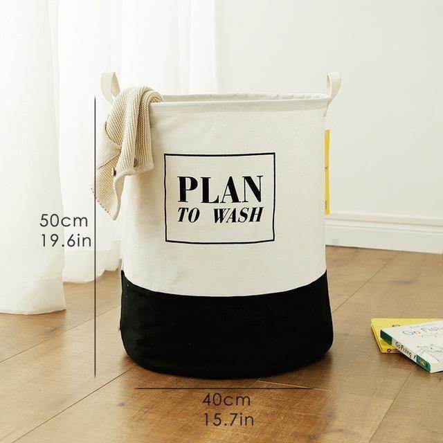 Cotton and linen storage bucket fabric waterproof folding hamper home debris toys storage basket - Mubimart
