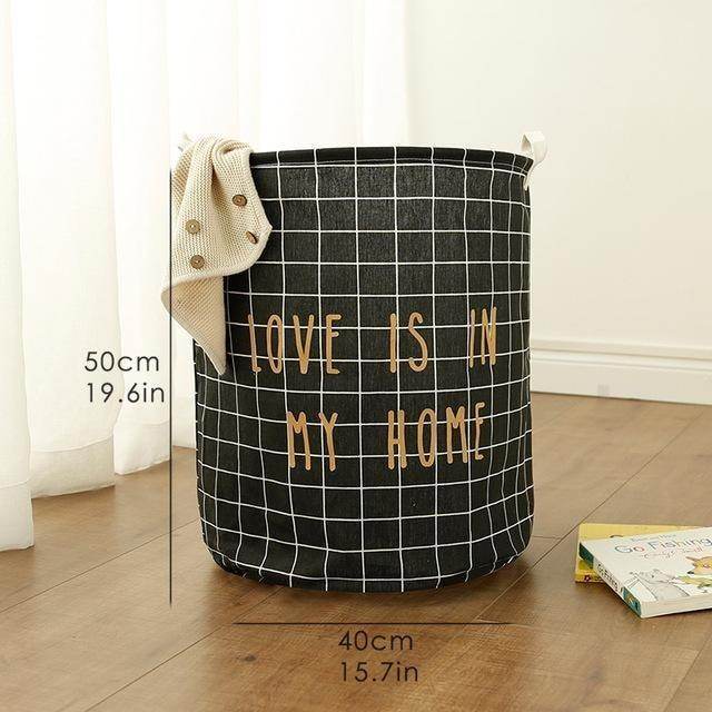 Cotton and linen storage bucket fabric waterproof folding hamper home debris toys storage basket - Mubimart