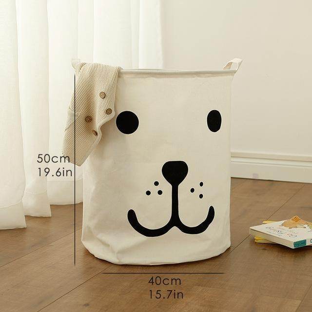 Cotton and linen storage bucket fabric waterproof folding hamper home debris toys storage basket - Mubimart