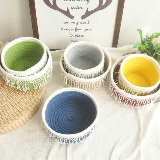 Cotton woven storage basket - Mubimart
