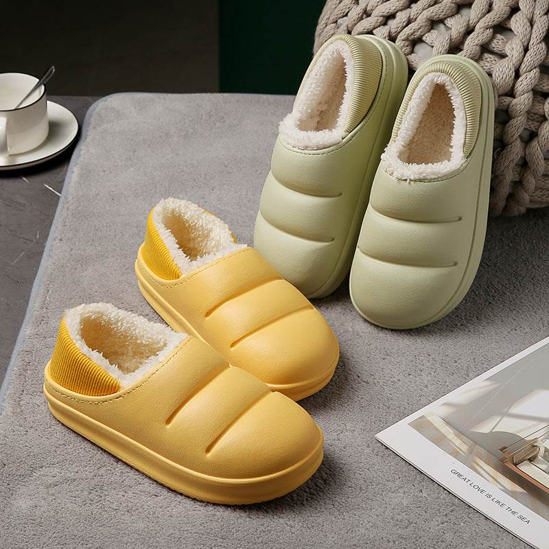 Couple Cotton Slippers Wiomen Winter Warm House Shoes Waterproof Garden Slipper - Mubimart