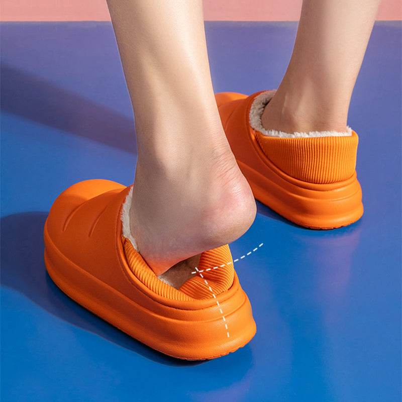 Couple Cotton Slippers Wiomen Winter Warm House Shoes Waterproof Garden Slipper - Mubimart