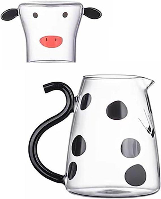 Cow Carafe Pitcher Cow Water Pitcher With Cup Bedside Water Carafe Cow Glass Set Cow Pitcher Water Carafe With Glass Cup For Nightstand - Mubimart
