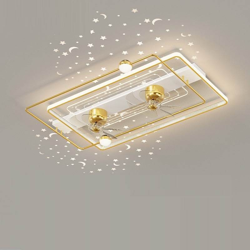 Creative 360 Rotating Head Shaking Electric Fan Integrated Ceiling Lamp - Mubimart