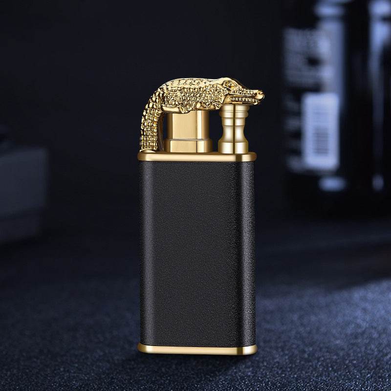 Creative Blue Flame Lighter Dolphin Dragon Tiger Double Fire Metal Winproof Lighter Inflatable Lighter - Mubimart