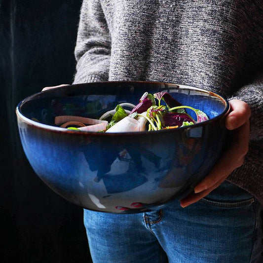 Creative Large Size Retro Tableware Household Bowl Porcelain Bowl - Mubimart