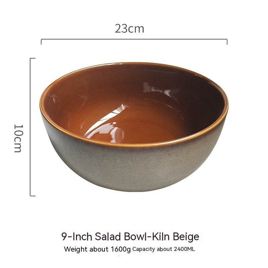 Creative Large Size Retro Tableware Household Bowl Porcelain Bowl - Mubimart