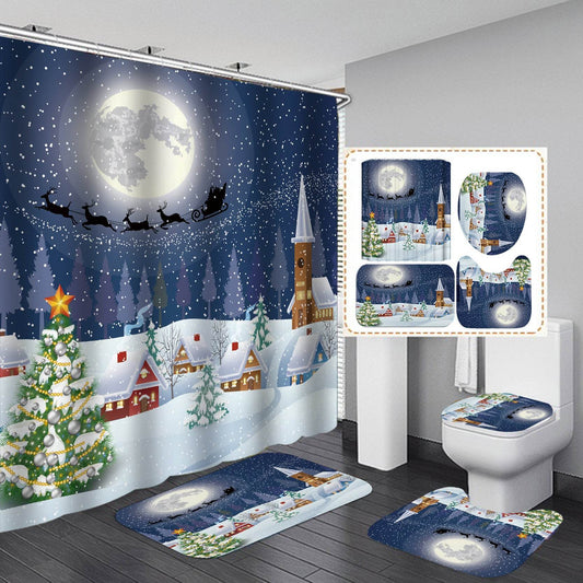Creative Shower Curtain Waterproof Christmas Shower Curtain Cloth - Mubimart