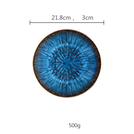 Creative Western Steak Plate Ceramic Pasta Plate Fruit Salad Plate Japanese Embossed Household Vegetable Plate - Mubimart