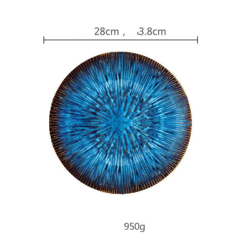 Creative Western Steak Plate Ceramic Pasta Plate Fruit Salad Plate Japanese Embossed Household Vegetable Plate - Mubimart