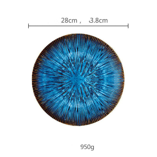 Creative Western Steak Plate Ceramic Pasta Plate Fruit Salad Plate Japanese Embossed Household Vegetable Plate - Mubimart