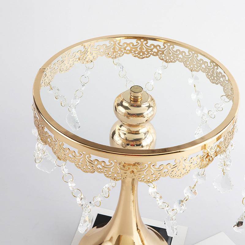 Crystal Cake Dessert Stand Creative Metal Iron Tray Ornament - Mubimart